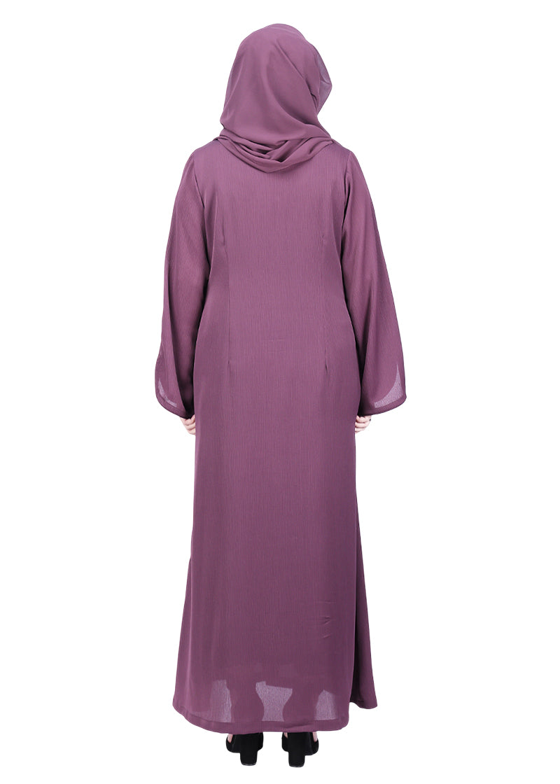 Being Muslims Minimalist Dark Onion Pink Piping Abaya