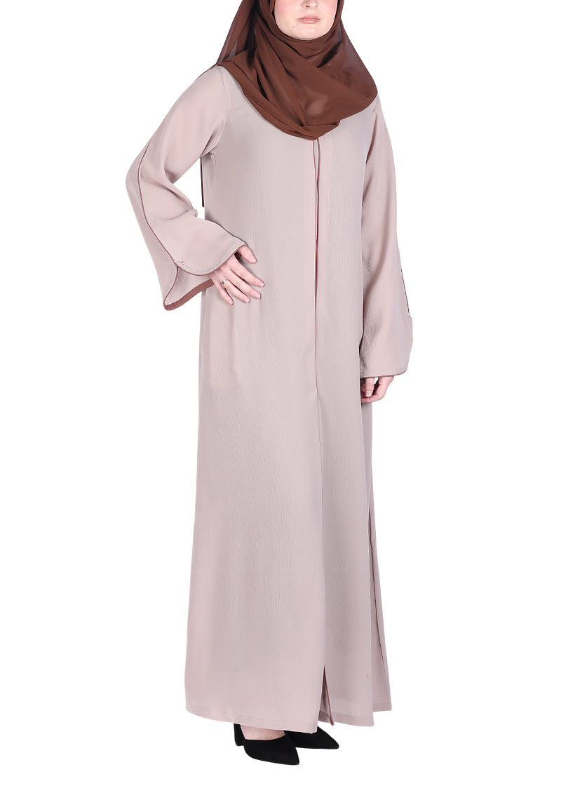 Being Muslims Minimalist Light Beige Piping Abaya