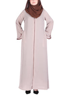 Being Muslims Minimalist Light Beige Piping Abaya