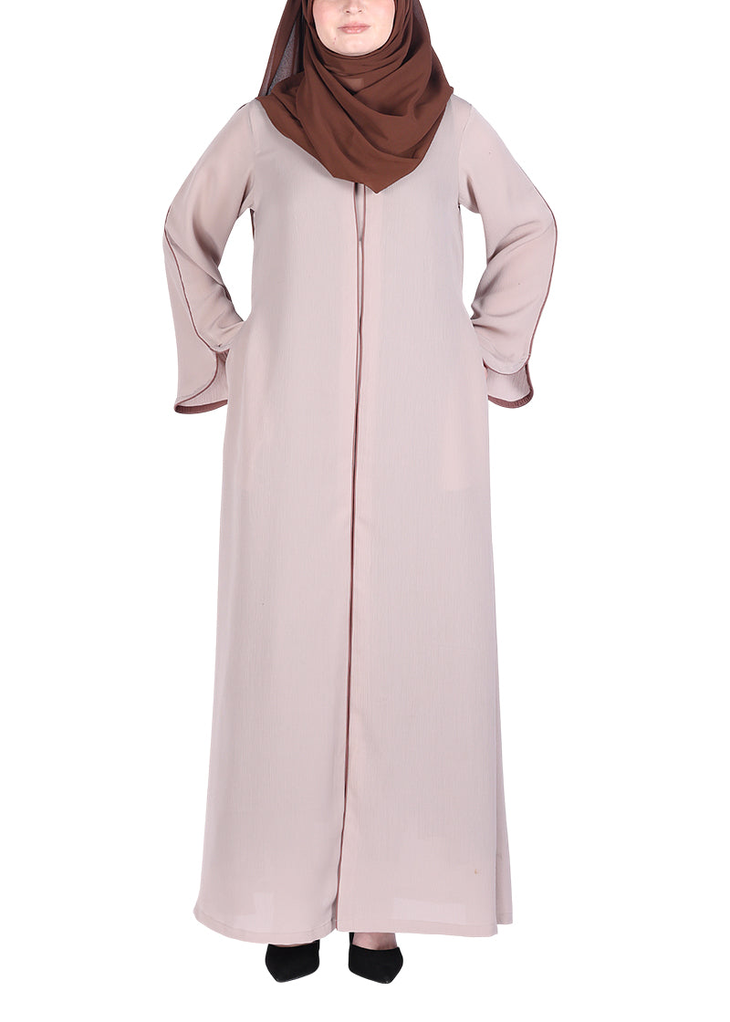 Being Muslims Minimalist Light Beige Piping Abaya