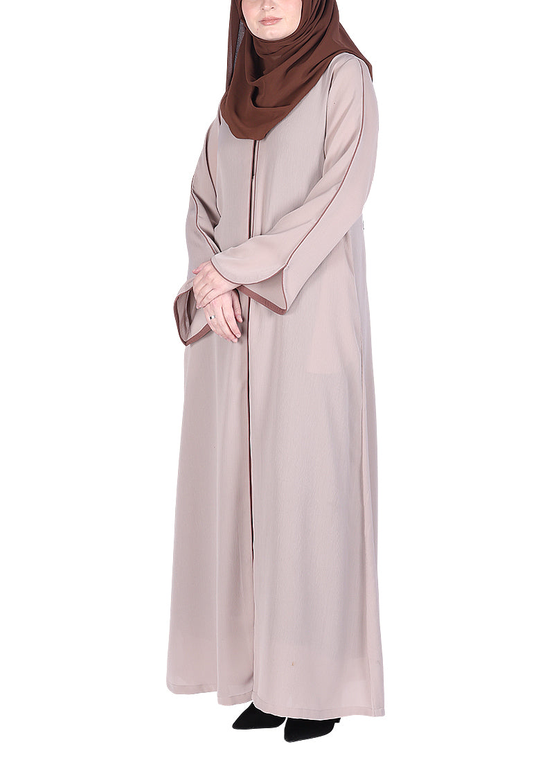 Being Muslims Minimalist Light Beige Piping Abaya