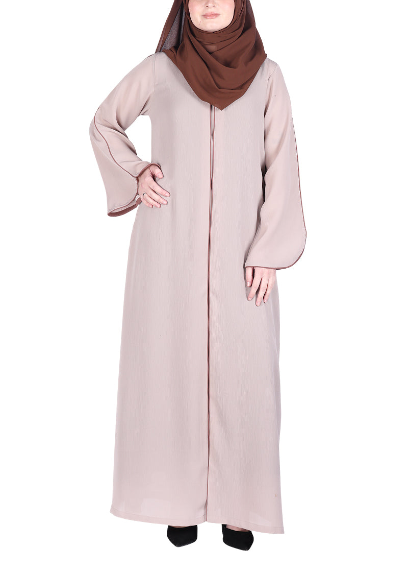 Being Muslims Minimalist Light Beige Piping Abaya