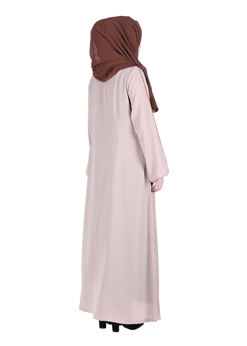 Being Muslims Minimalist Light Beige Piping Abaya
