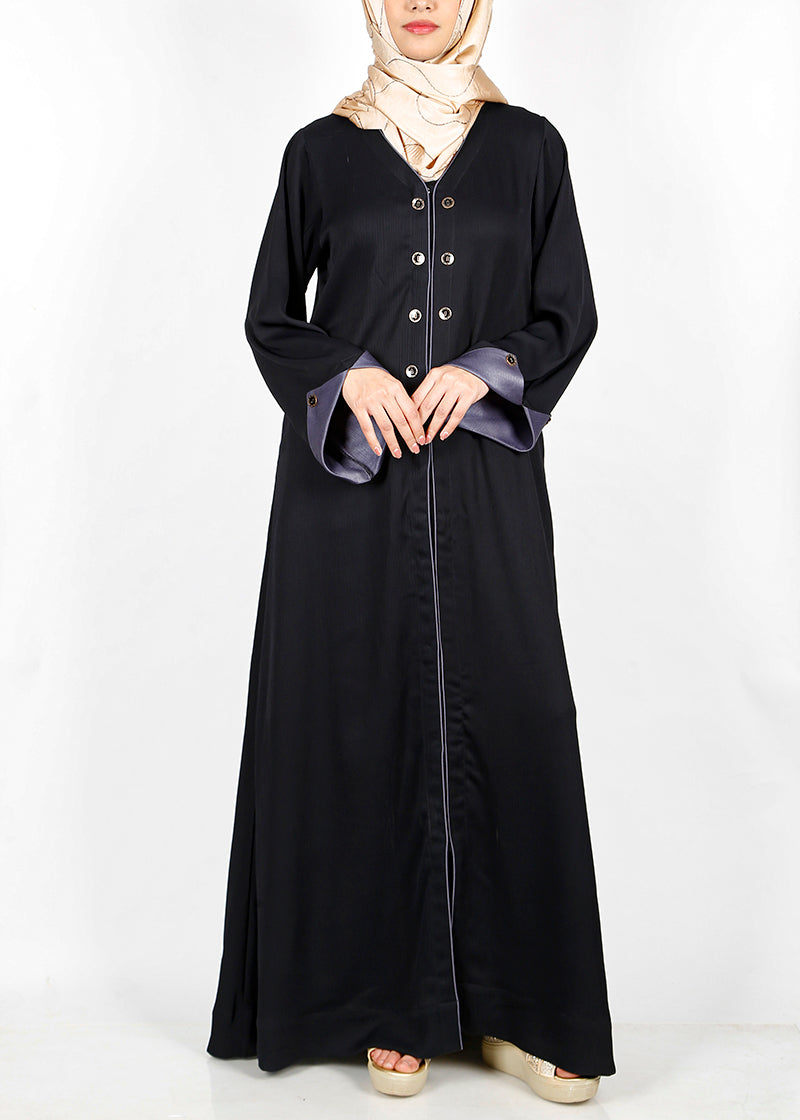 Being Muslims Stylish Black Abaya with contrast sleeves