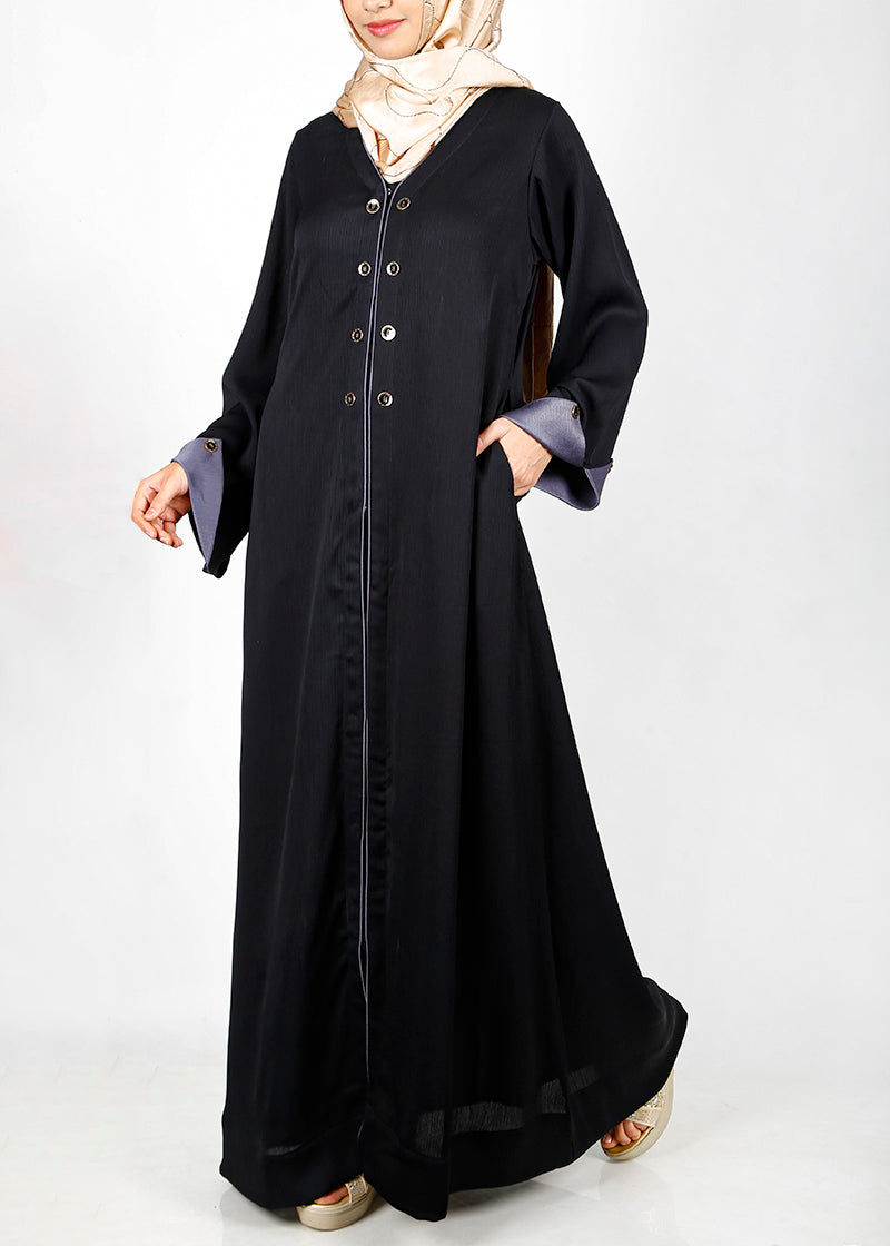 Being Muslims Stylish Black Abaya with contrast sleeves