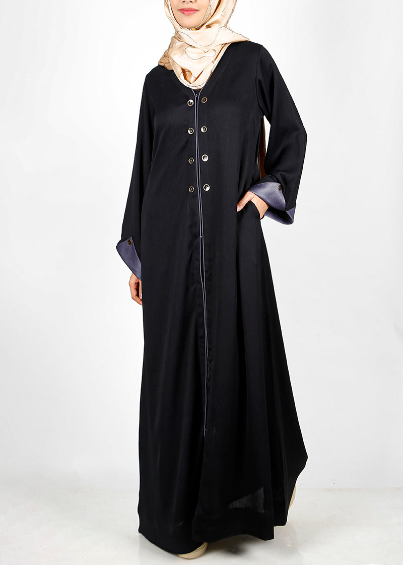 Being Muslims Stylish Black Abaya with contrast sleeves
