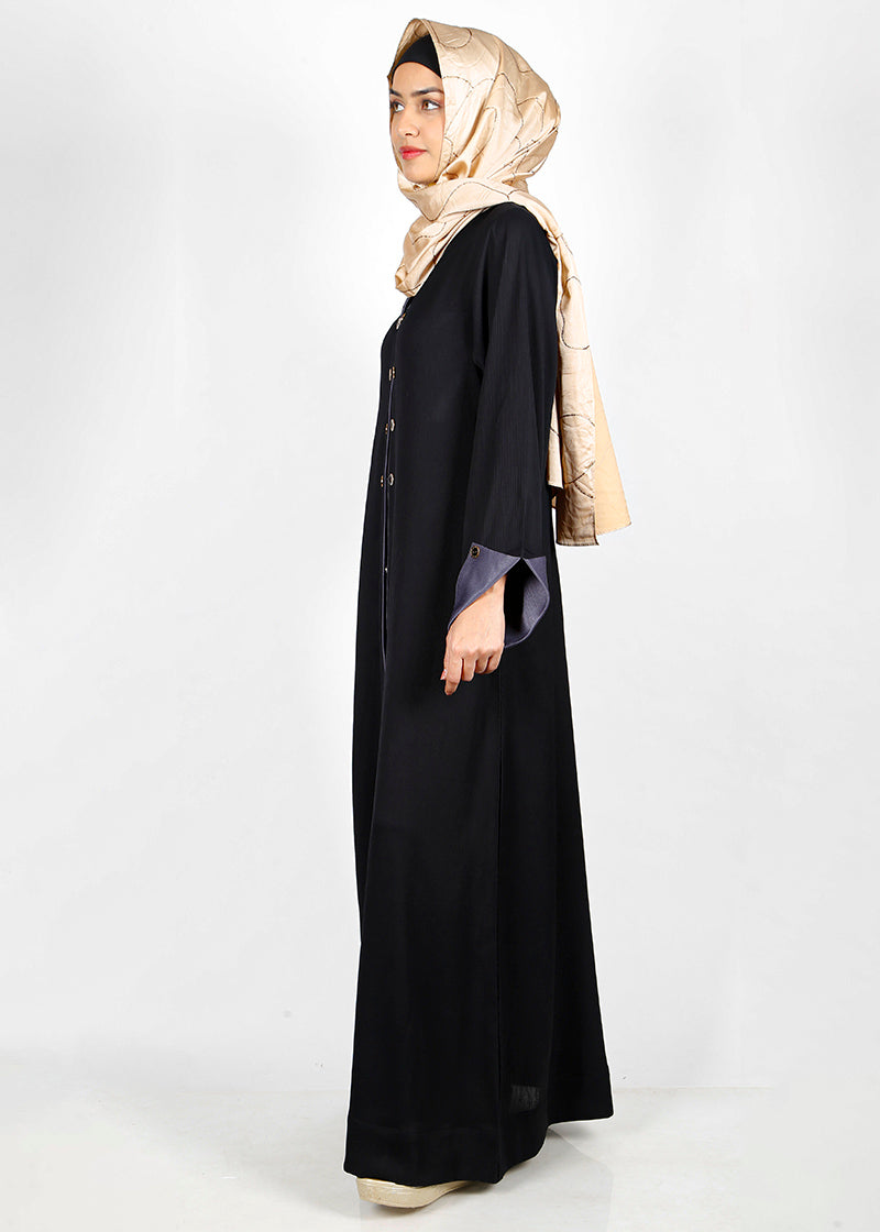 Being Muslims Stylish Black Abaya with contrast sleeves