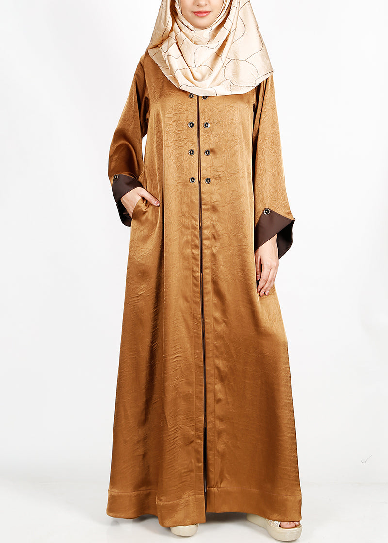Being Muslims Luminescent Bronze Abaya with contrast sleeves