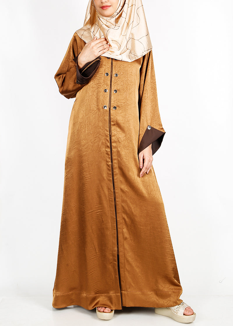 Being Muslims Luminescent Bronze Abaya with contrast sleeves