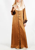 Being Muslims Luminescent Bronze Abaya with contrast sleeves