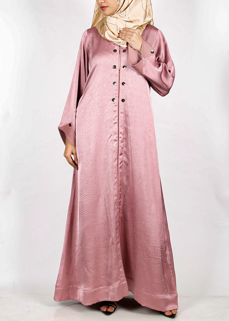 Being Muslims Luminescent Rose Pink Abaya with contrast sleeves