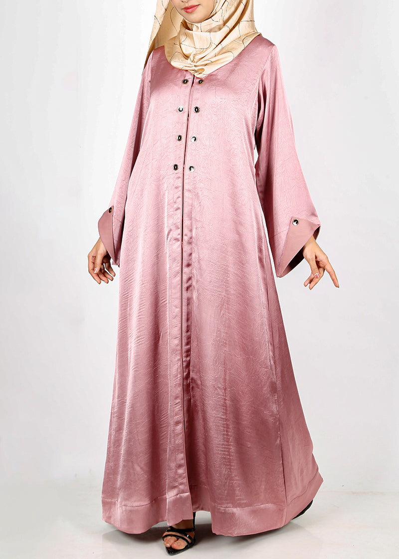 Being Muslims Luminescent Rose Pink Abaya with contrast sleeves