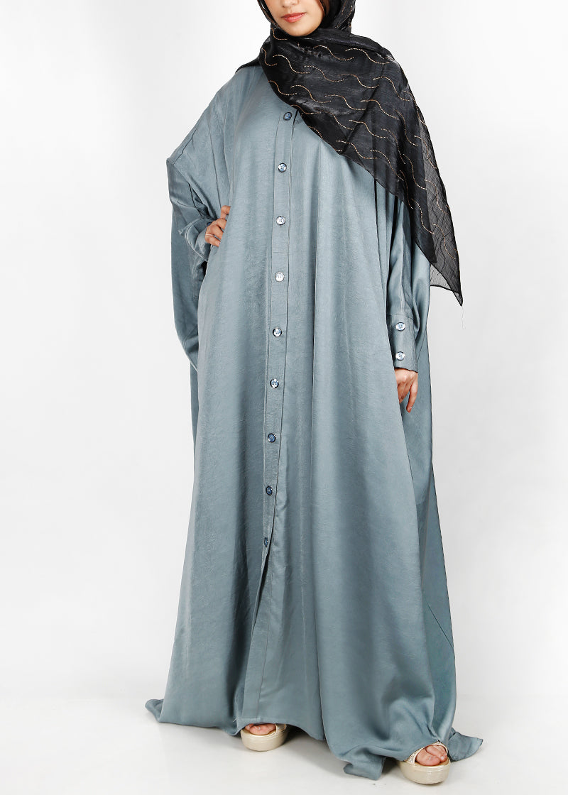Being Muslims Grey Batwing Button Down Kaftan