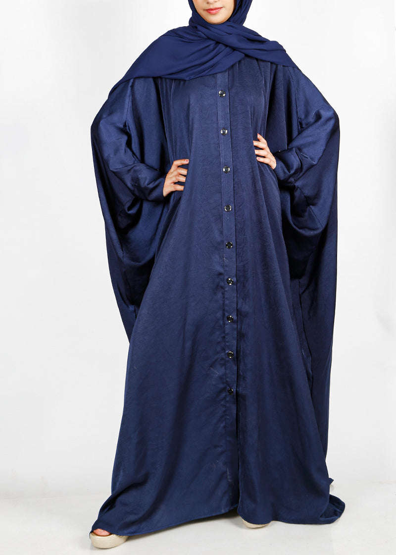 Being Muslims Navy Blue Batwing Button Down Kaftan