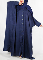 Being Muslims Navy Blue Batwing Button Down Kaftan