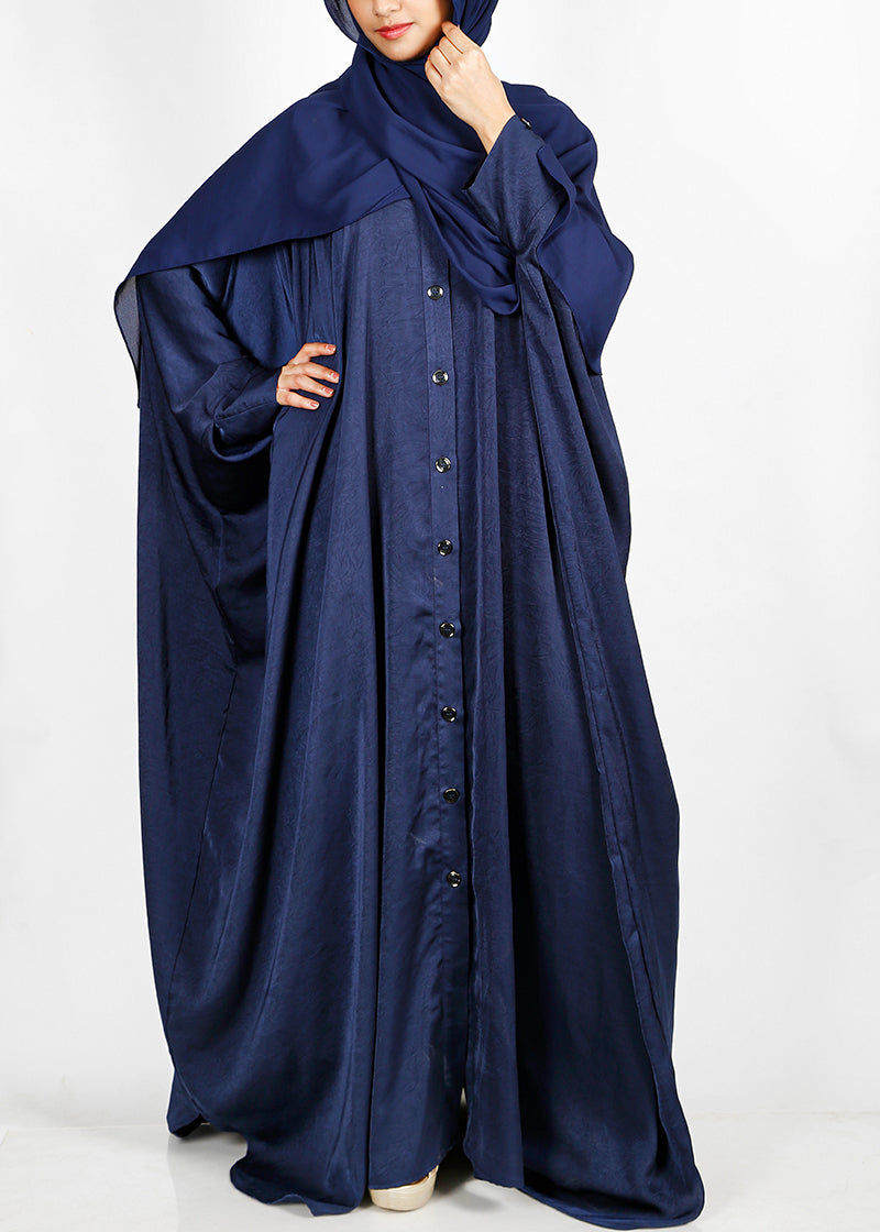Being Muslims Navy Blue Batwing Button Down Kaftan
