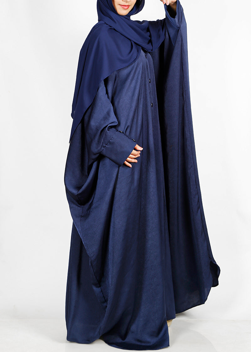 Being Muslims Navy Blue Batwing Button Down Kaftan