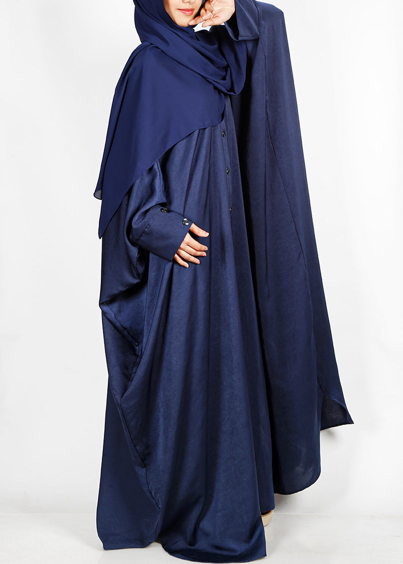 Being Muslims Navy Blue Batwing Button Down Kaftan