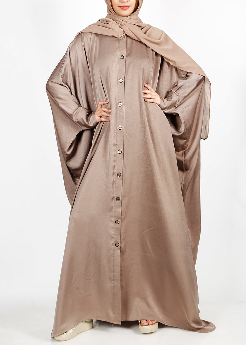 Being Muslims Oak Brown Batwing Button Down Kaftan