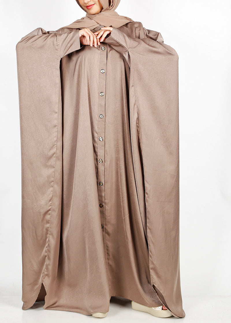 Being Muslims Oak Brown Batwing Button Down Kaftan