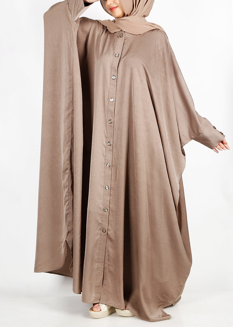 Being Muslims Oak Brown Batwing Button Down Kaftan