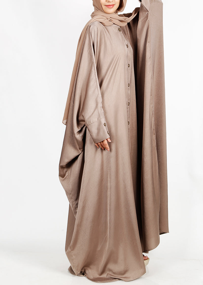 Being Muslims Oak Brown Batwing Button Down Kaftan