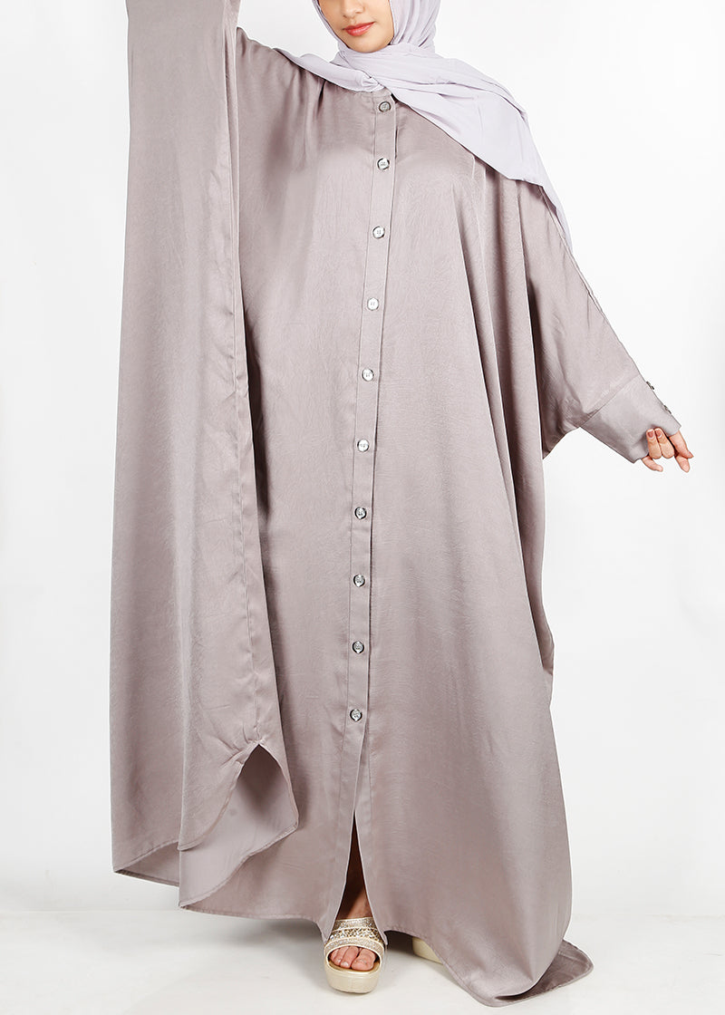 Being Muslims Silver Grey Batwing Button Down Kaftan
