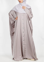Being Muslims Silver Grey Batwing Button Down Kaftan