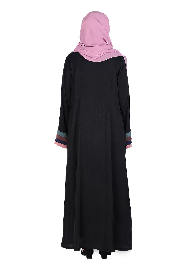 Being Muslims Multi Colored Layered Sleeves Black Abaya