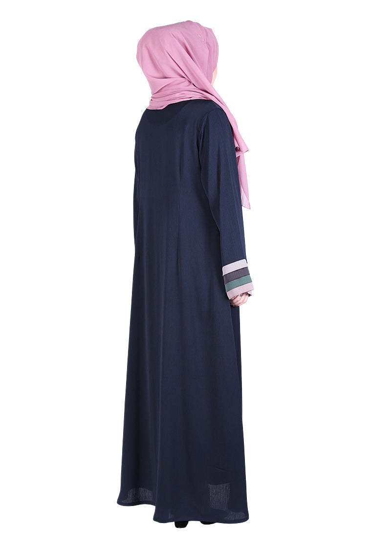 Being Muslims Multi Colored Layered Sleeves Blue Abaya