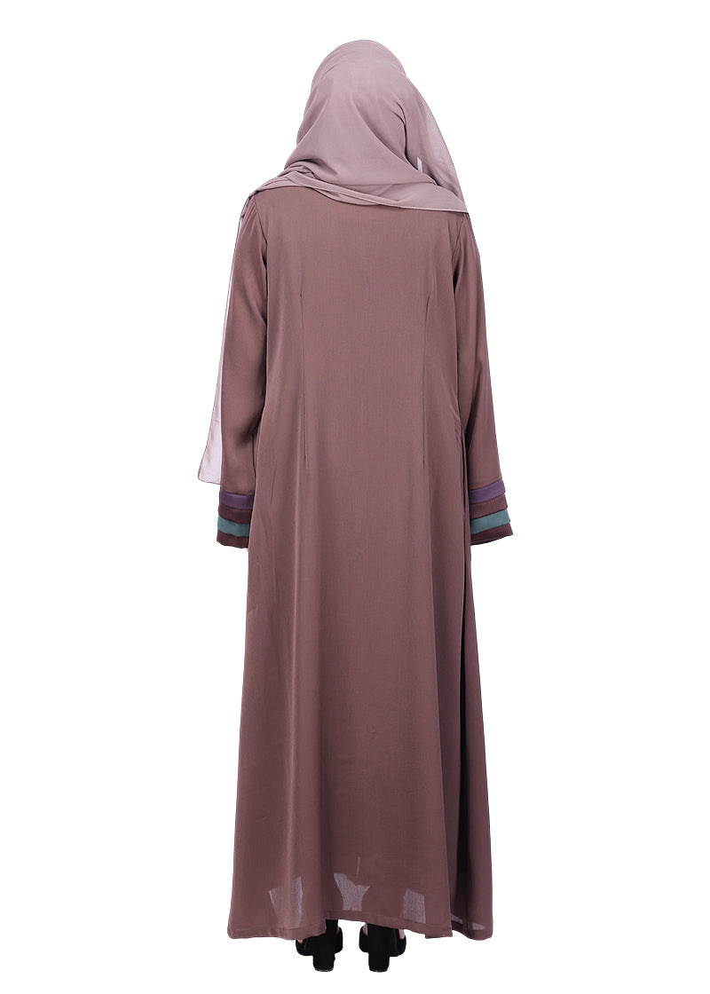 Being Muslims Multi Colored Layered Sleeves Brown Abaya