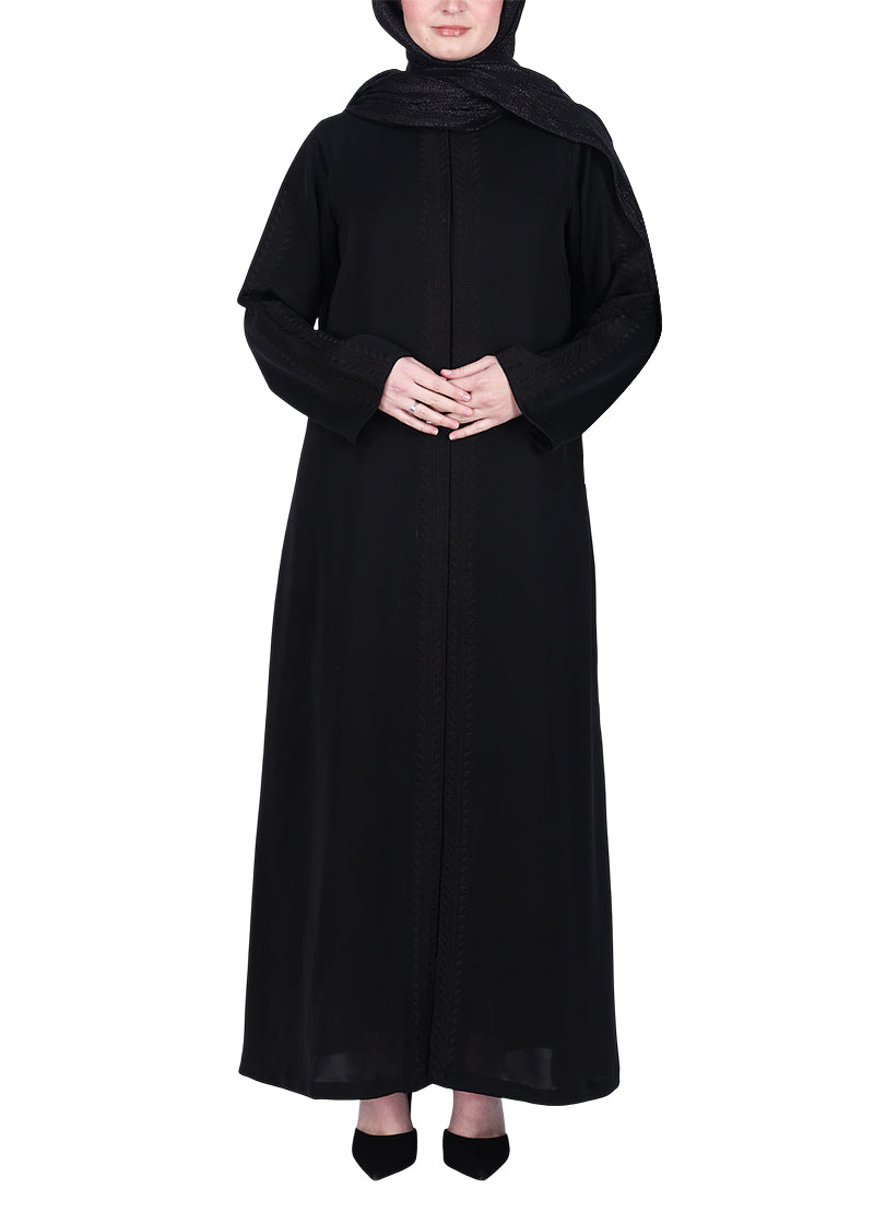 Being Muslims Intricate Embroidery Black Qatari Nida Abaya