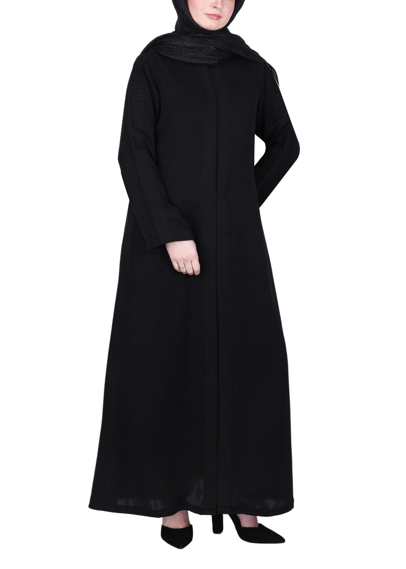 Being Muslims Intricate Embroidery Black Qatari Nida Abaya