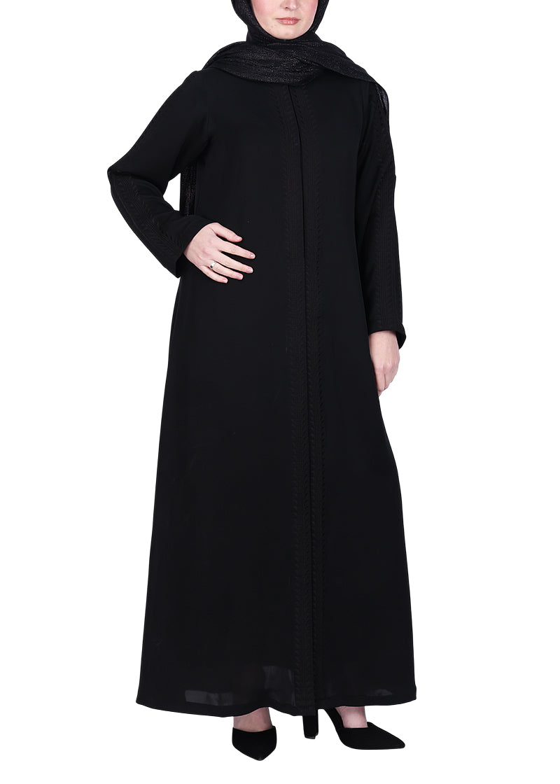 Being Muslims Intricate Embroidery Black Qatari Nida Abaya