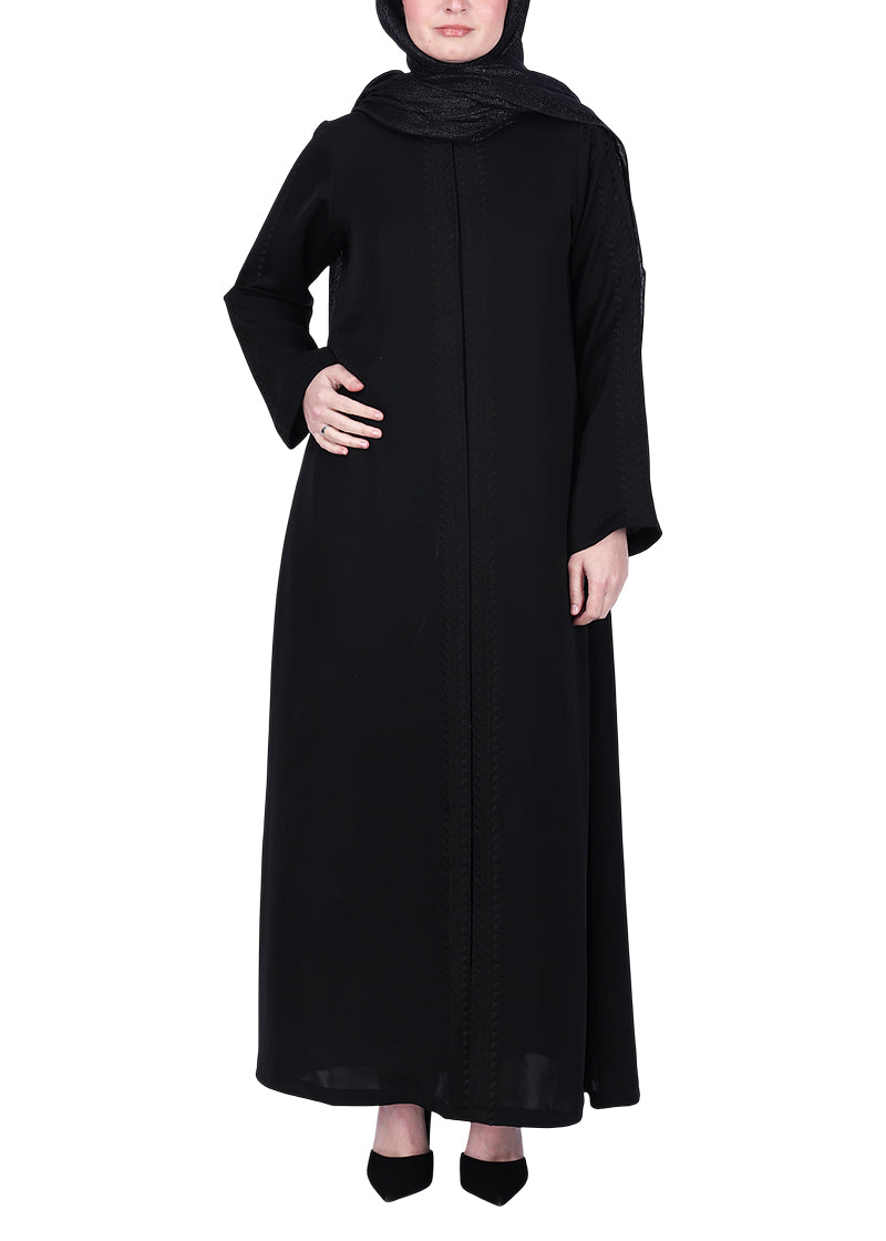 Being Muslims Intricate Embroidery Black Qatari Nida Abaya