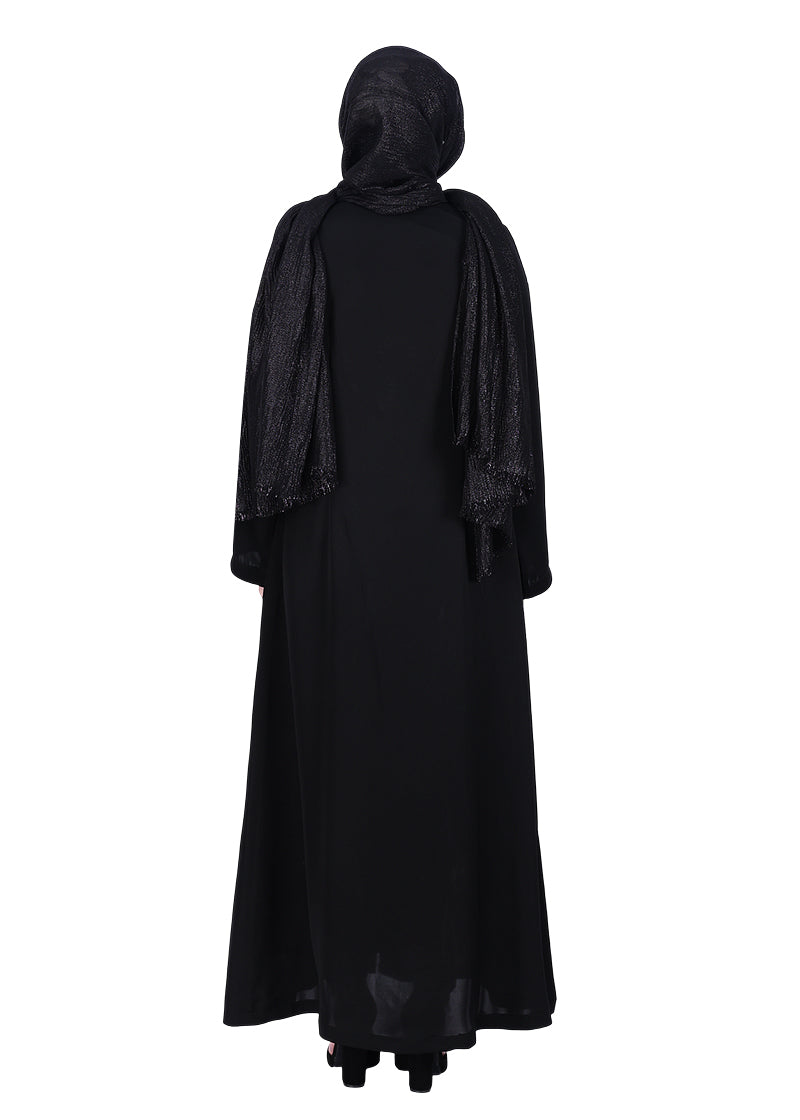 Being Muslims Intricate Embroidery Black Qatari Nida Abaya