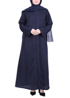 Being Muslims Intricate Embroidery Navy Blue Qatari Nida Abaya