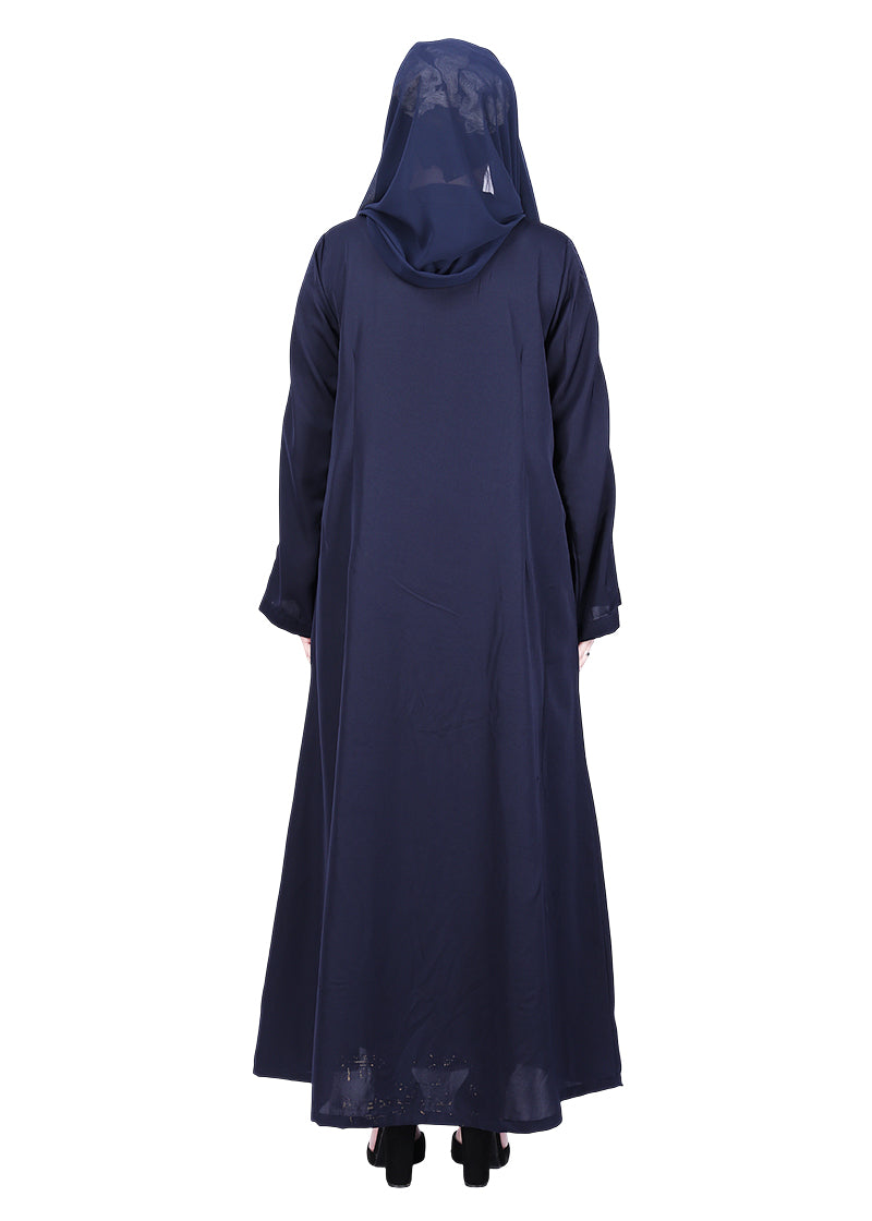 Being Muslims Intricate Embroidery Navy Blue Qatari Nida Abaya