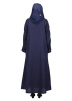 Being Muslims Intricate Embroidery Navy Blue Qatari Nida Abaya
