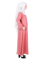 Being Muslims Intricate Embroidery Peach Qatari Nida Abaya