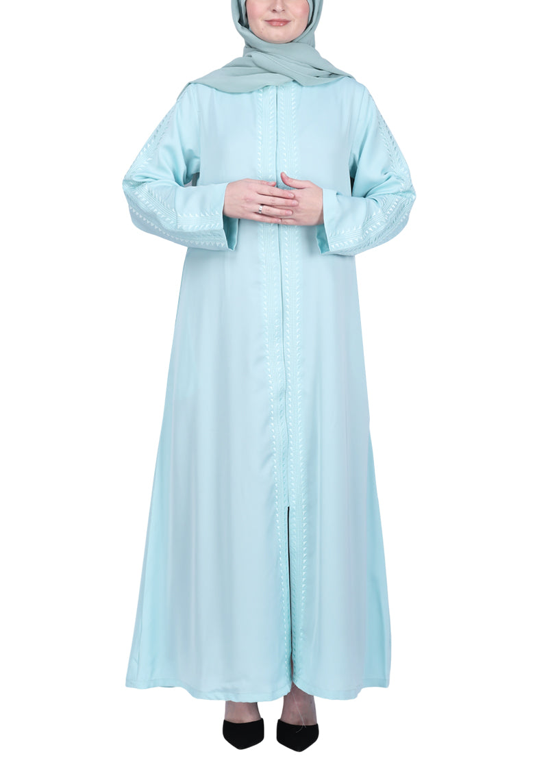 Being Muslims Intricate Embroidery Sea Green Qatari Nida Abaya