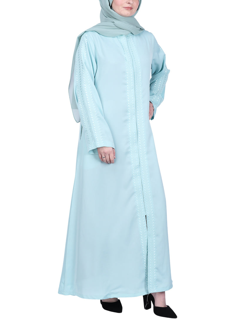 Being Muslims Intricate Embroidery Sea Green Qatari Nida Abaya