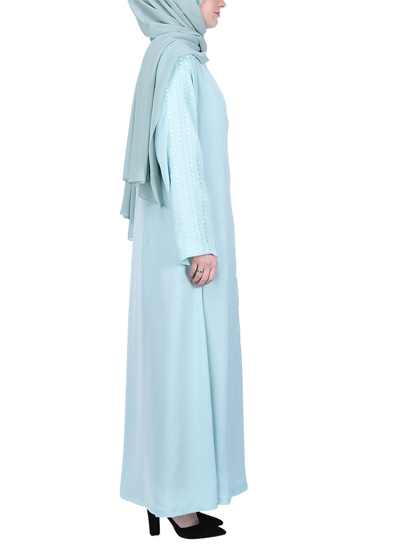 Being Muslims Intricate Embroidery Sea Green Qatari Nida Abaya