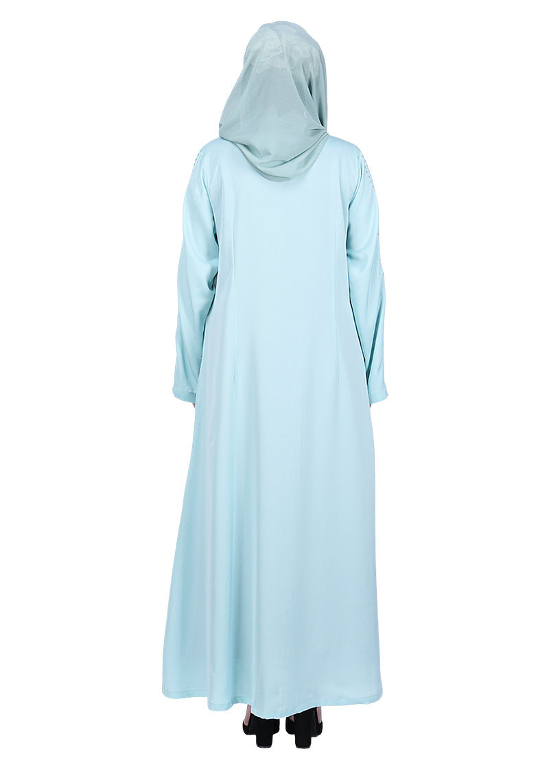 Being Muslims Intricate Embroidery Sea Green Qatari Nida Abaya