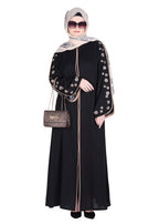 Being Muslims Contrast Sleeve Embroidery Black Qatari Nida Abaya