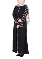 Being Muslims Contrast Sleeve Embroidery Black Qatari Nida Abaya