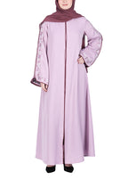 Being Muslims Contrast Sleeve Embroidery Light Purple Qatari Nida Abaya
