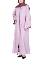 Being Muslims Contrast Sleeve Embroidery Light Purple Qatari Nida Abaya