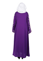 Being Muslims Contrast Sleeve Embroidery Purple Qatari Nida Abaya