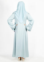 BeingMuslims Sage Green Floral Embroidered Sleeve Abaya